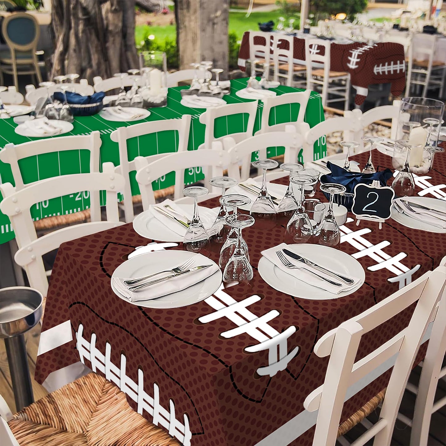 SJJPDYY Football Party Decorations Disposable Tablecloth Plastic Touchdown Table Cover Perfect for Super Bowl Football Birthday