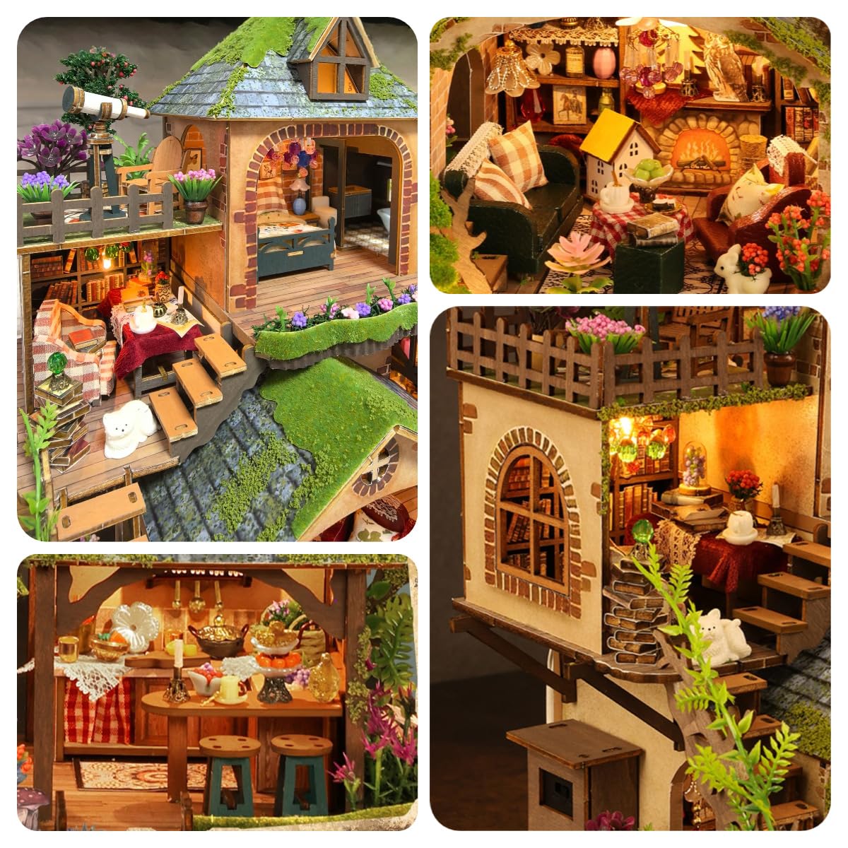 RHZN Miniature House Kit - DIY Dollhouse Building Kit for Adults - Wooden Forest Adventure
