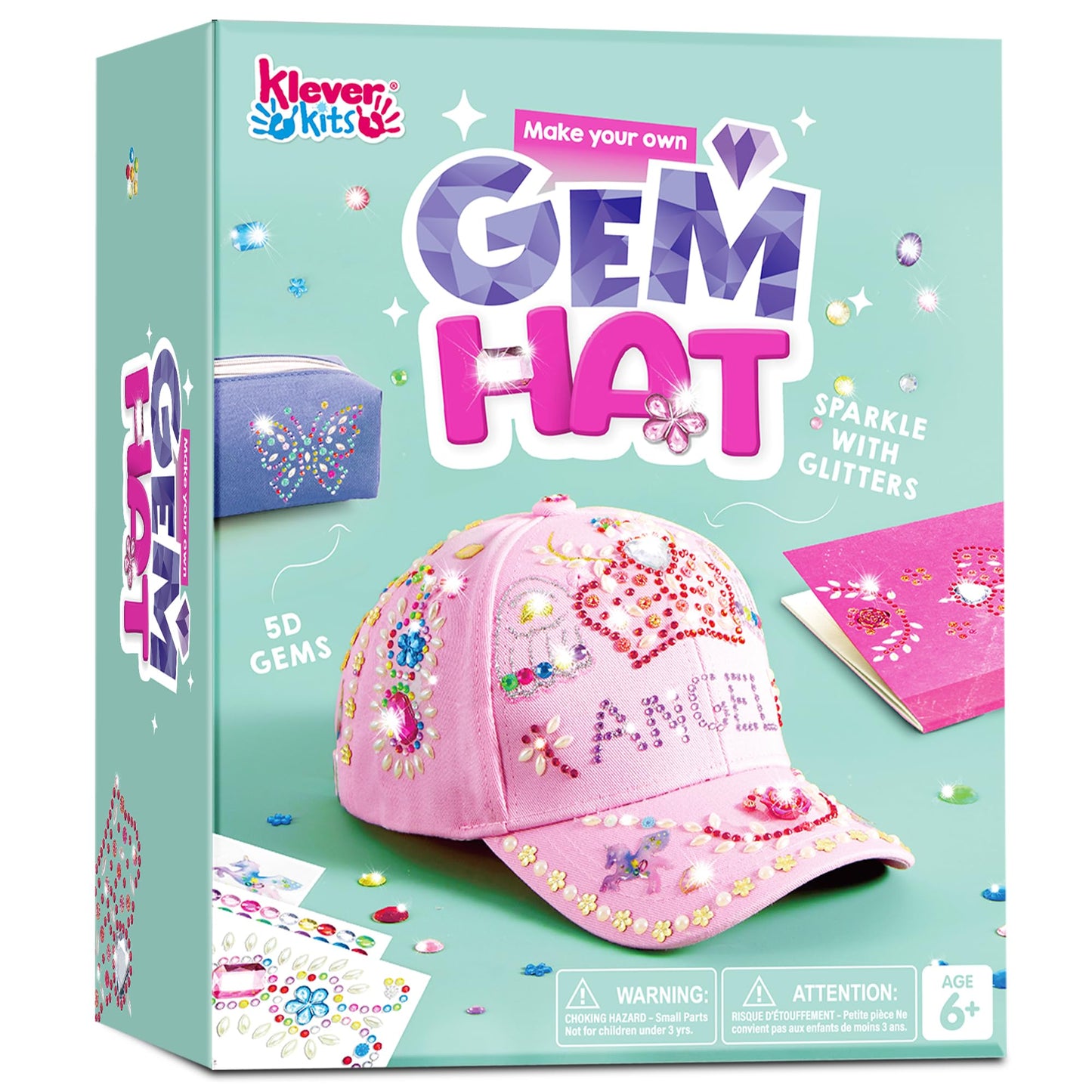 Klever Kits Decorate Your Own Baseball Cap with 7 Sheets Gems Stickers, Art & Crafts Kit for Kids, Fun Creative DIY Toys for Kid