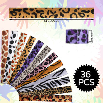 Zhanmai 36 Pieces Jungle Animal Print Slap Bracelets Safari Print Slap Snap Bracelets Slap Bands with Cheetah Zebra Tiger and Co