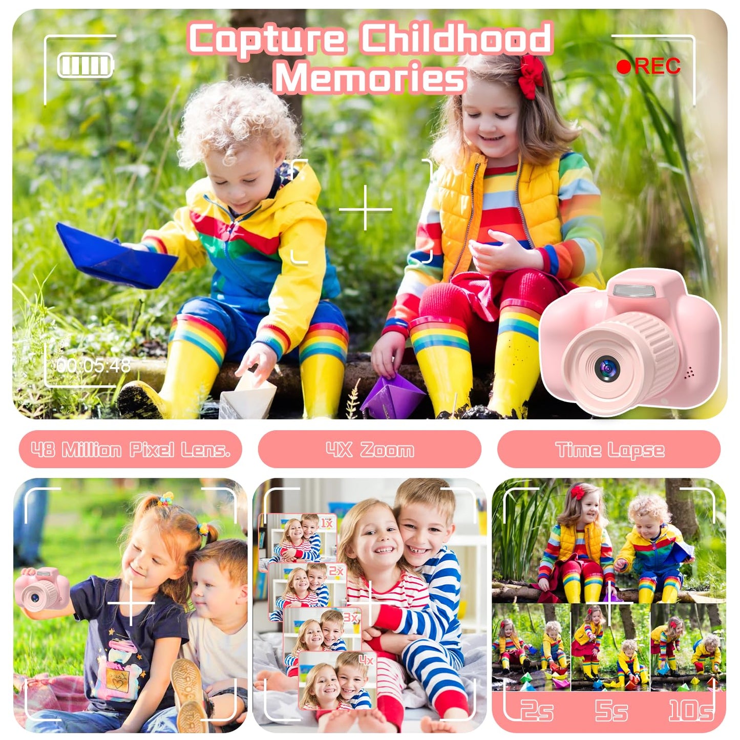Temodu Kids Camera, Best Birthday Festival Toys Gifts For Girls Boys Age 3 4 5 6 7 8 9 10 11 12 Year Old, Digital Camera For Kid