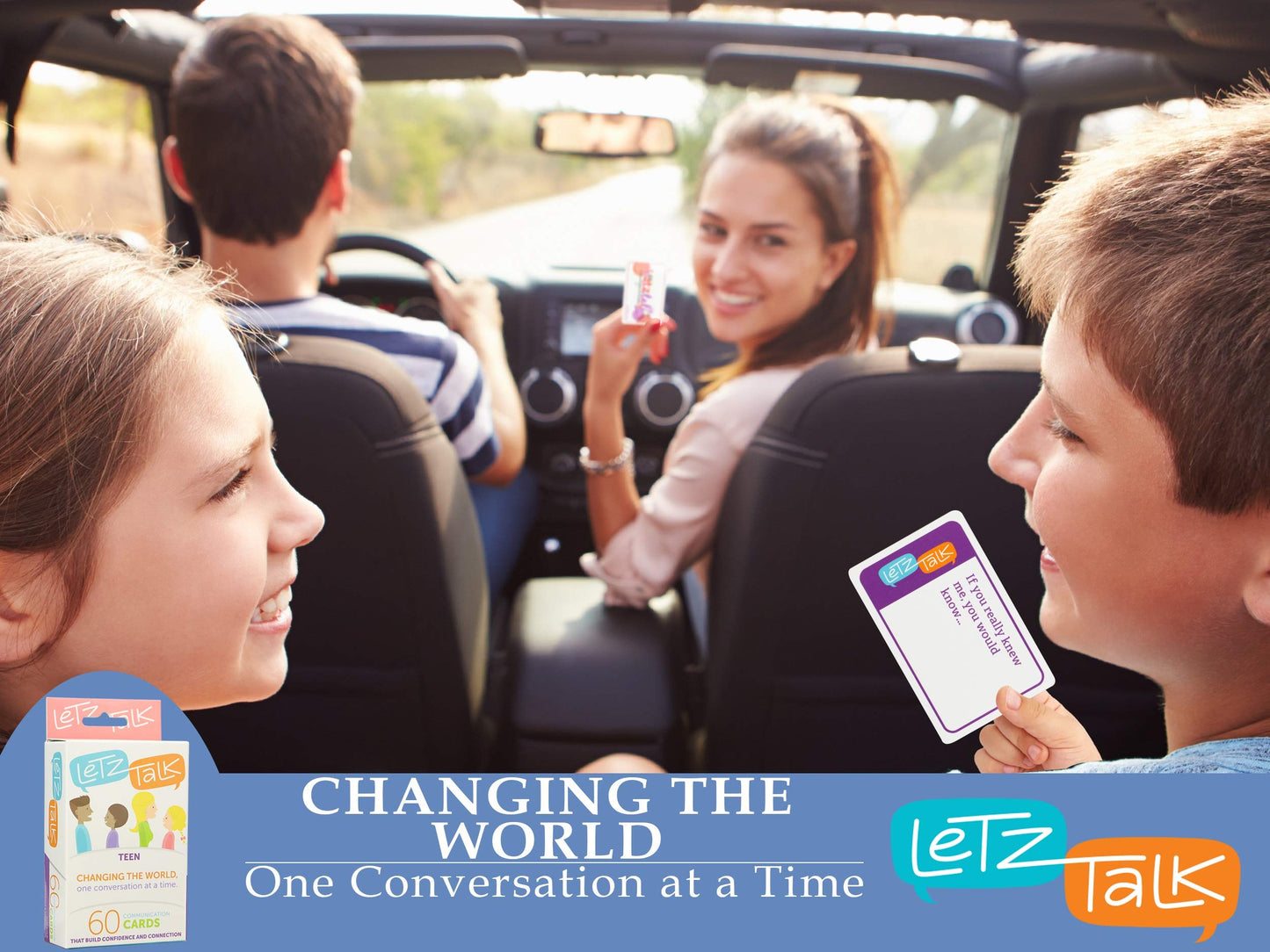 Letz Talk Conversation Cards - Communication Game for Teens, Build Confidence & Emotional Intelligence, Ages 13-18, Medium Cardstock