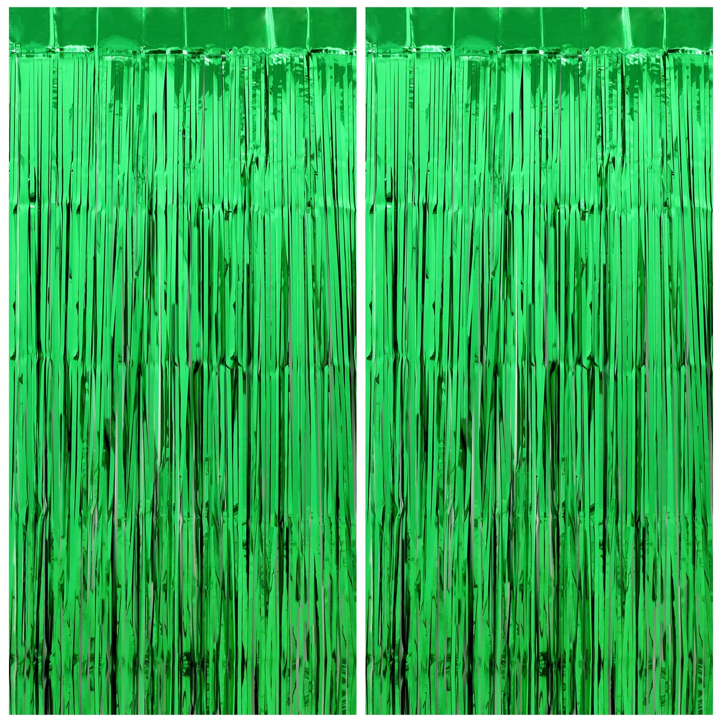 PatiCool Football Party Decorations Green Streamers - Thicken 2 Pack 3.2 x 8.2 FT - Tinsel Foil Fringe Curtains Party Backdrop f