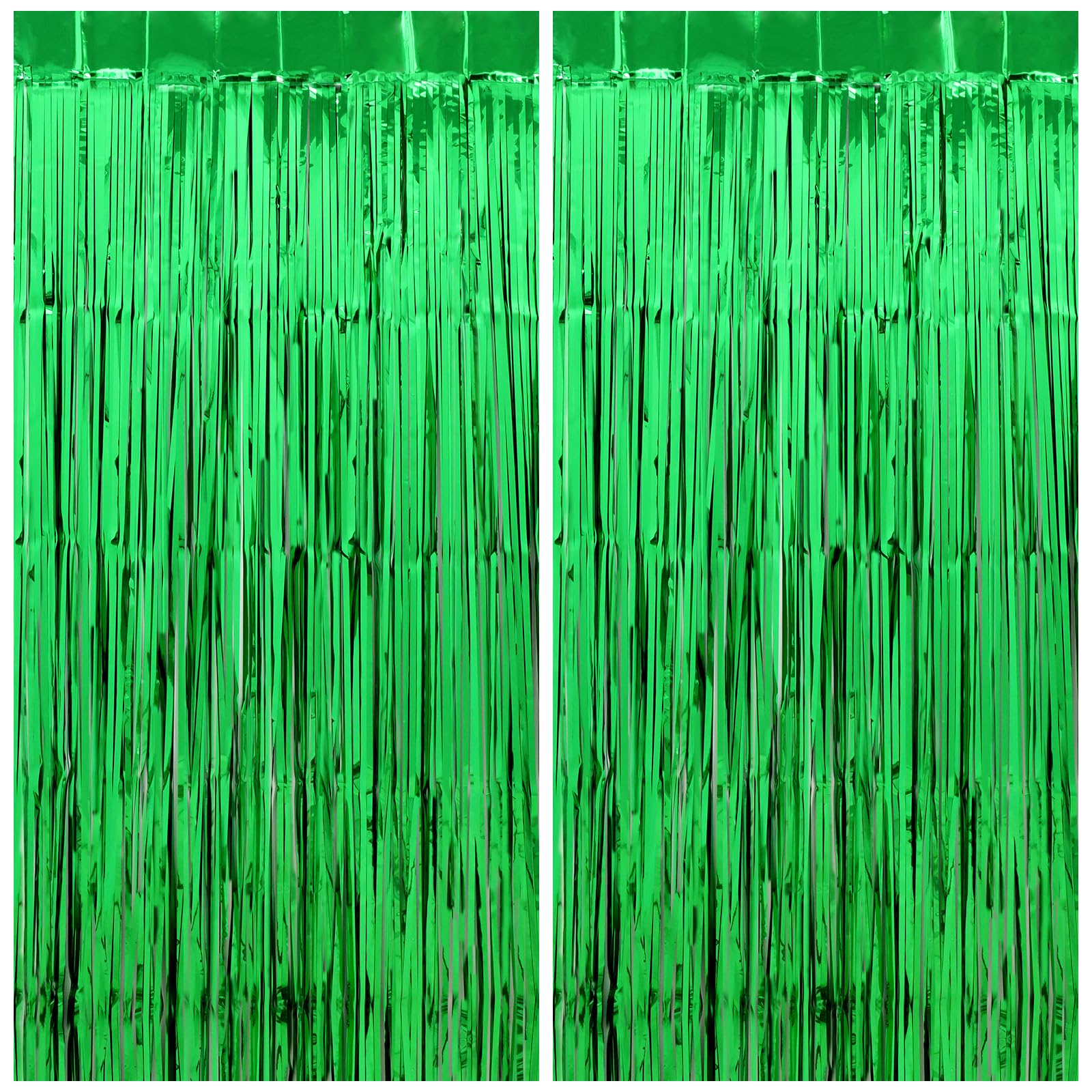 PatiCool Football Party Decorations Green Streamers - Thicken 2 Pack 3.2 x 8.2 FT - Tinsel Foil Fringe Curtains Party Backdrop f