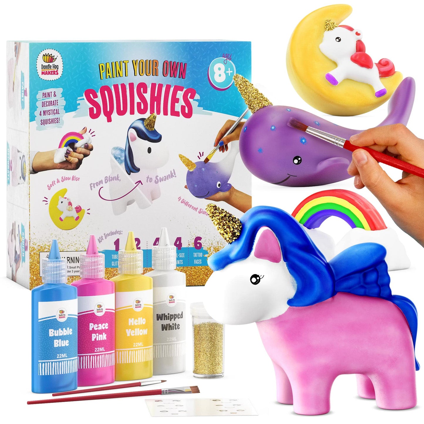 DOODLE HOG Unicorn Squishy Paint Set for Kids Ages 8-12, Unicorn Gifts for Girls 8-10, Arts and Crafts for Kids, Paint Your Own 