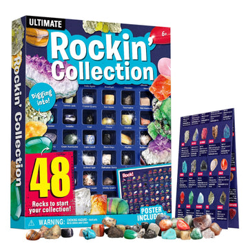 Xxtoys Rocks Collection 48 Pcs Rock And Mineral Education Set Gemstones For Kids Geology Gem Kit With Tiger’S Eye Rose Quartz Red Jasper And More Identification Guide Stem Science Education