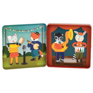 Petit Collage Magnetic Play Set, Animal Band – Mix & Match Magnetic Game Board, Ideal For Ages 3+ – Includes 2 Magnetic Scenes And Over 25 Magnet Pieces, Ideal Travel Activity For Kids