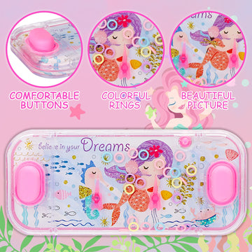 Sevenq Handheld Water Games, 4 Packs Mermaid Theme Water Toss Ring Game Aqua Toy Water Ring Game For Kids Handheld Stocking Stuffers