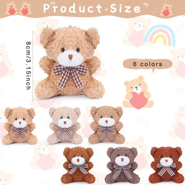 24 Pack Mini Bear Toys Bulk Plush Stuffed Animals Jointed Doll 3.15 Inch Bear Keychain For Teens Girls Adult Birthday Wedding Gr