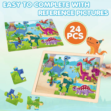 4 Packs Puzzles For Kids Ages 4-6, Wooden Animals Jigsaw Puzzles For Toddlers Ages 2-4, Preschool Educational Puzzles Boards Toy