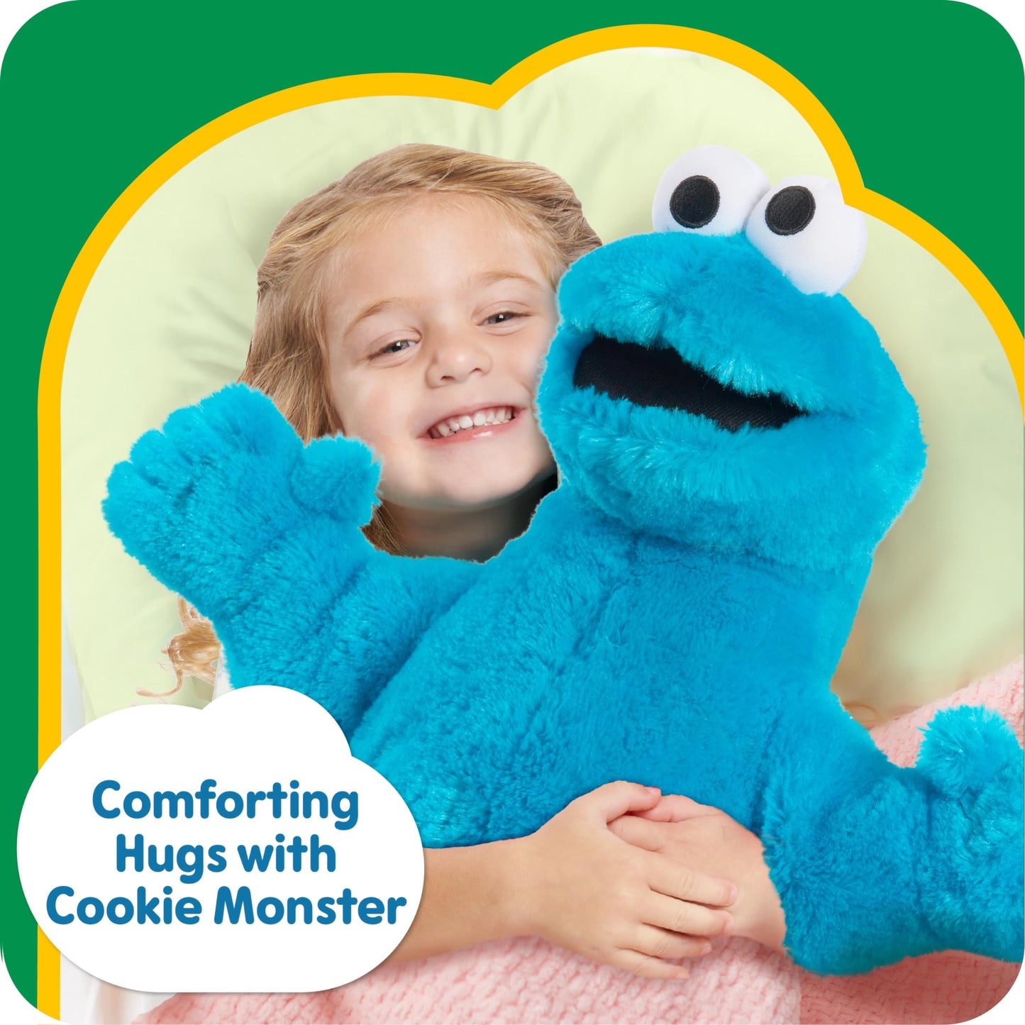 Just Play Large Plush Cookie Monster Stuffed Animal, 18-inch, Blue, Polyester, Model 53427, Perfect for Kids Ages 3 and Up