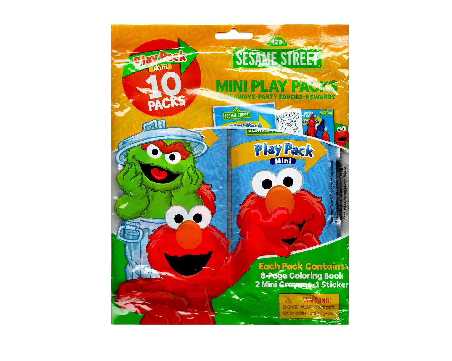 Bendon Sesame Street Mini Play Packs, Each with Mini Coloring Book, 2 Mini Crayons, and a Sticker,10-Pack (Sesame Street)