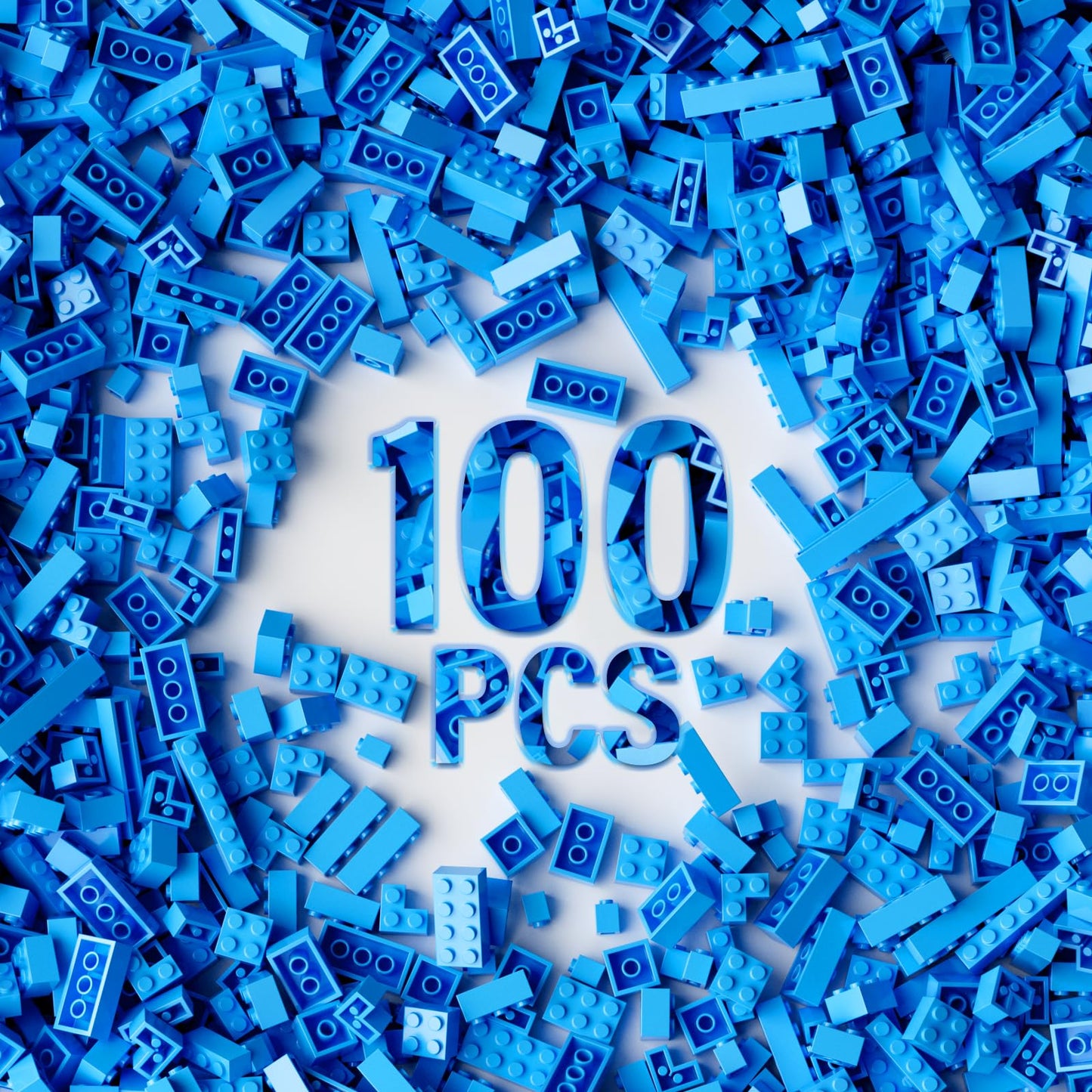 100 Piece Sky Blue Bricks Bulk, 12 Size Sky Blue Classic Building Blocks Bricks, Compatible With Lego Parts And Pieces(Color: Sk