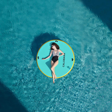 CALOBANA Inflatable Floating Dock Platform, Round Inflatable Floating Island Raft with Portable Storage Carrying Bag for Pool La