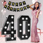 Imprsv Black 40Th-Birthday Decorative Signage: Large 3Ft Light Up Number 40, Plastic, Rectangular, Modern, Decoration For Women