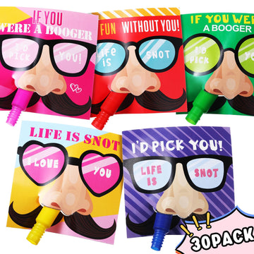 Pasimy 30 Sets Valentines Day Gifts Nose Picking Valentines Cards With Pop Tubes I Pick Your Nose Cards Exchange Party Supplies