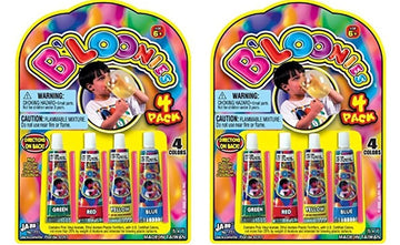 Ja-Ru B'Loonies Plastic Balloons Variety 4 (8 Tubes In 2 Packs) Original Bloonies Bubble Making Toy Classic Retro Toys For Kids & Adults Fidget Toy Party Favor For Kids Birthday. Plus 1 Sticker 771-2S