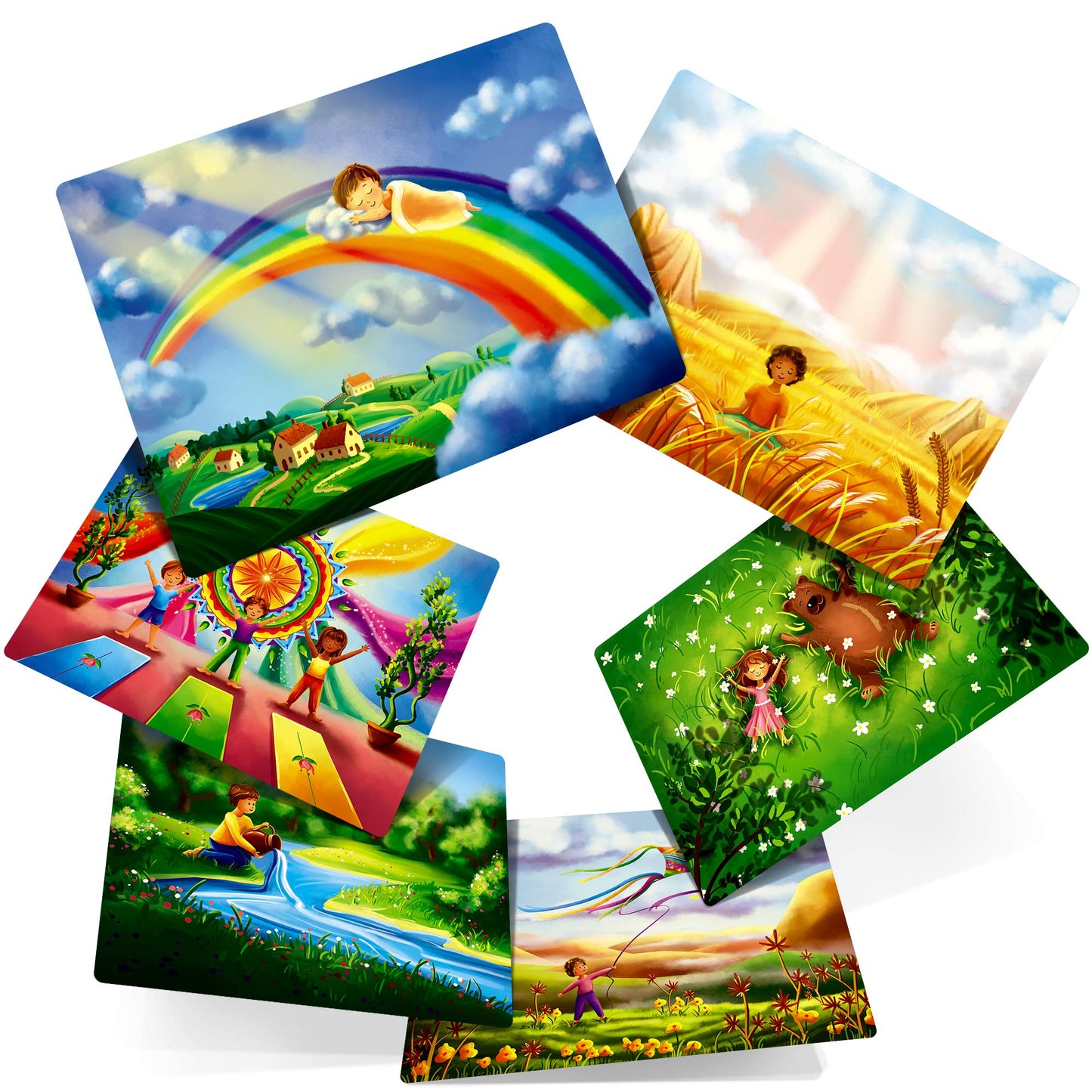 Mindful Land Mindfulness Cards For Kids - Positive Affirmations Cards For Kids Stress Reduction - Meditation Cards Calming Thera