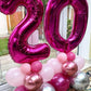 LHOAVWE Hot Pink Number Balloons - 40 Inch Aluminum 20th Birthday Party Supplies