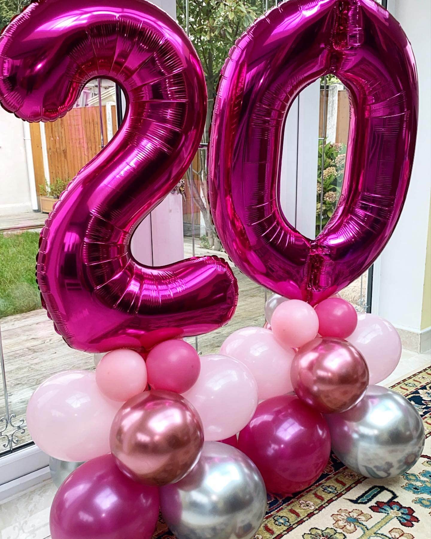 LHOAVWE Hot Pink Number Balloons - 40 Inch Aluminum 20th Birthday Party Supplies