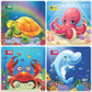 Abyz Wooden Jigsaw Puzzle  Underwater Animals | Dolphin, Octopus, Turtle, Crab| Playset For Little Explorers  9Pieces & Pack 