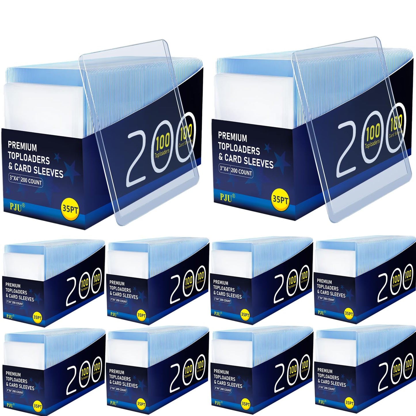 2000 Card Sleeves Top Loaders for Cards  enhanced Toploaders for Cards  3x4 Baseball Card Protectors Hard Plastic  Hard Card Sleeves  Sports Trading Card Holder (1000 Toploaders + 1000 Penny Sleeve)