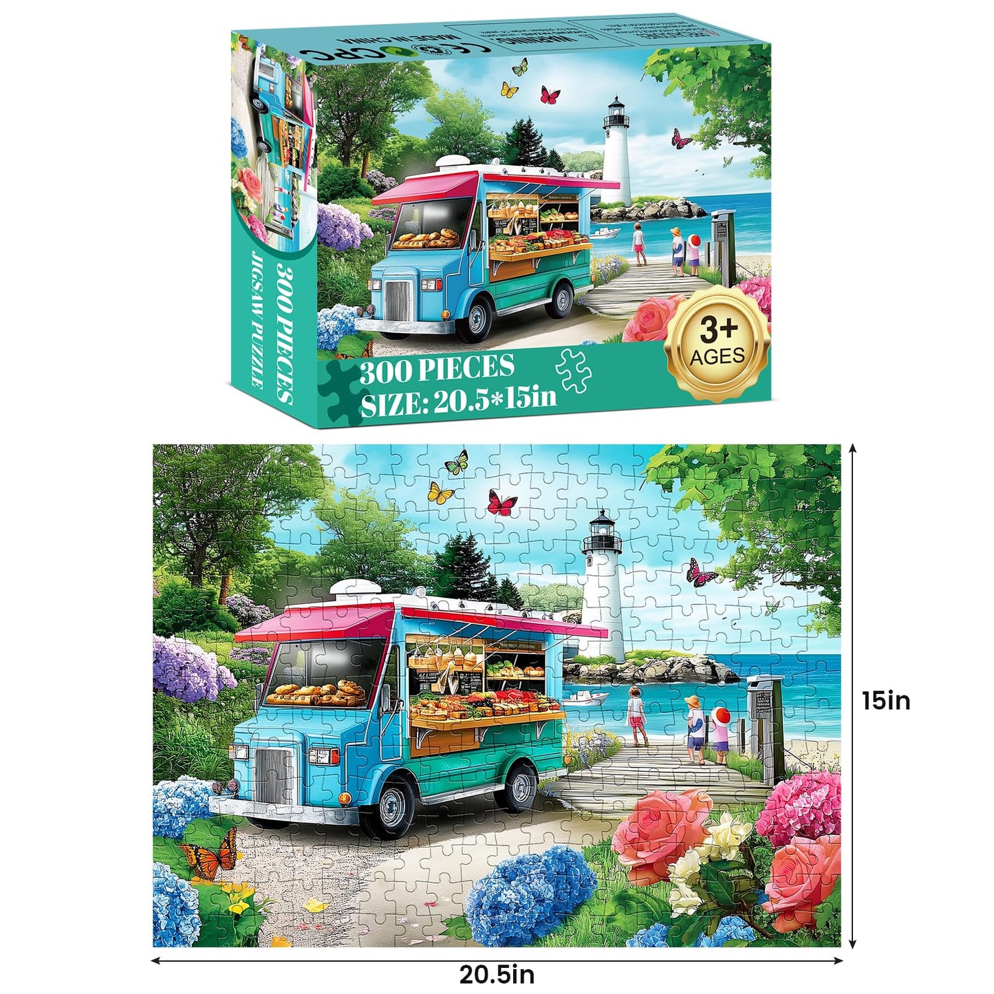 300 Piece Puzzles for mature-themeds Beach Puzzle Jigsaw Puzzles for Kids Ages 8-10 10-12 Puzzle 300 Pieces mature-themed Puzzle Pieces Family Challenging Puzzle Game Home Decor Gift Toy 20.5x15IN