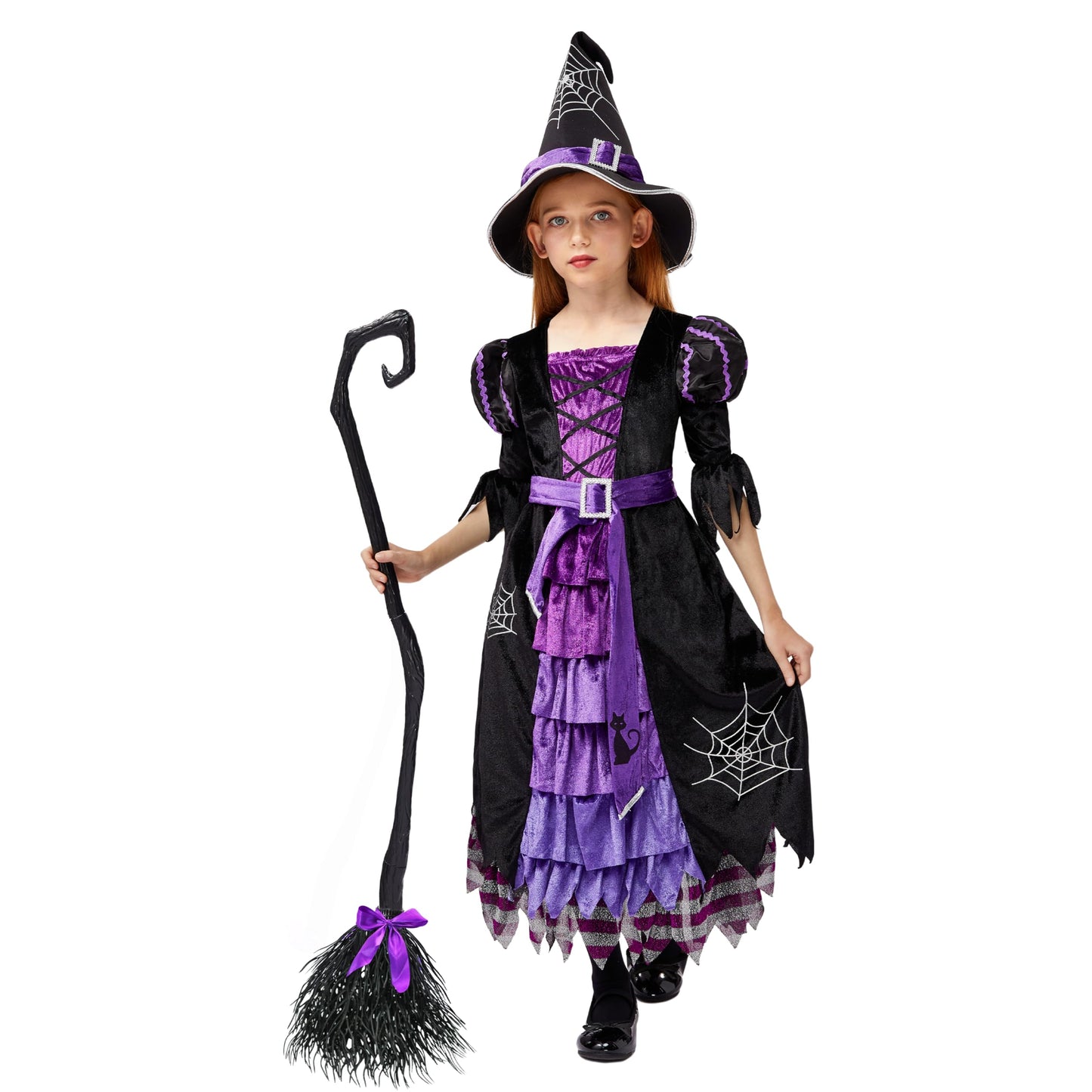 Spooktacular Creations Halloween Fairytale Witch Dress For Kids, Girls Cute Witch Costume Deluxe Set With Broom For Toddler Hall