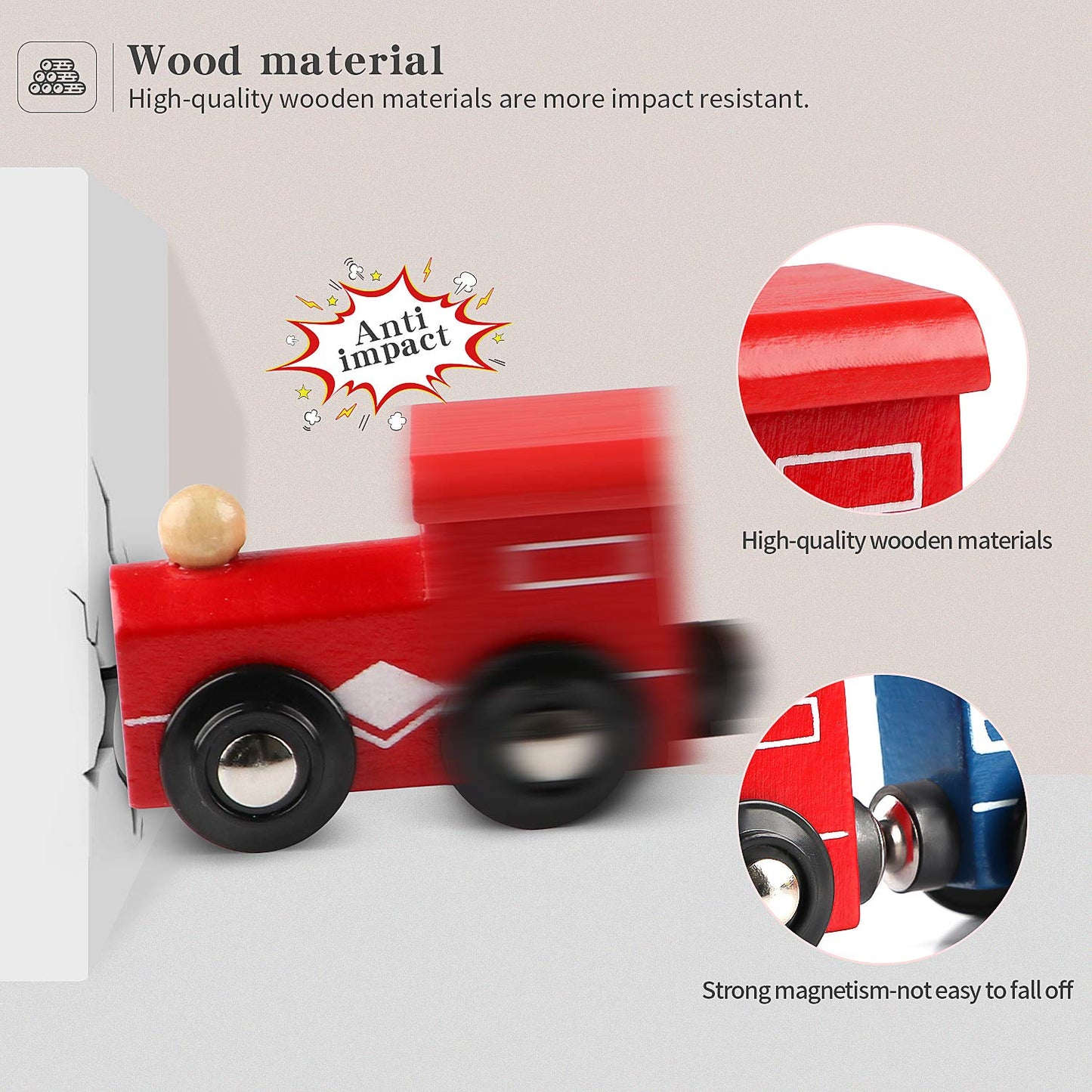 Wondertoys Wooden Train Cars 12 Pcs Magnetic Train Sets Includes 3 Engines And Storage Bag - Wooden Train Set For Toddlers Compatible With Major Brands Train Set Tracks - Trains For Train Table