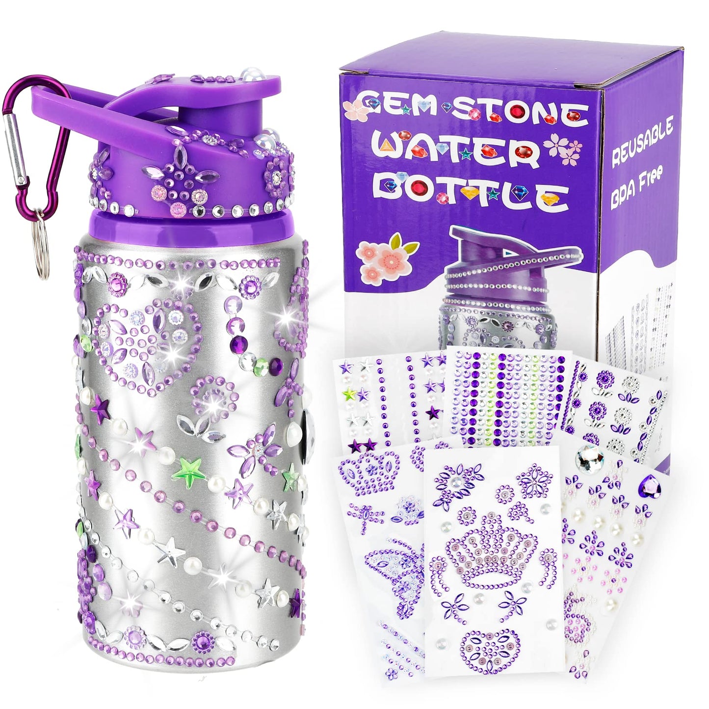 Gifts For Girls, Decorate Your Own Water Bottles With Gem Art Stickers, Personalize Birthday Gifts For Girls, Arts And Crafts Ki