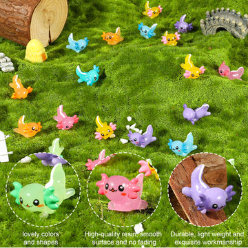 GGSTDDUP 70 Pcs Mini Resin Axolotl, Tiny Axolotl Miniature Figures Toy Mini Axolotl Charm Ornament for Fairy Garden Landscape Aq