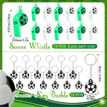 120 Pieces Soccer Party Favors Set, Soccer Goodie Bag Fillers, Soccer Toy Whistle Silicone Bracelet Luminous Tattoo Sticker Temporary Keychain For Soccer Birthday Party Supplies Decorations