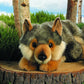 Aurora® Realistic Miyoni® Lying Wolf Stuffed Animal - Lifelike Detail - Cherished Companionship - Gray 11 Inches