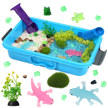AGENTLAN Axolotl Sensory Bin,Axolotl Sensory Toys with Play Sand for Toddlers Boys and Girls, Kids Toys Gift Sand Toys for Age 3