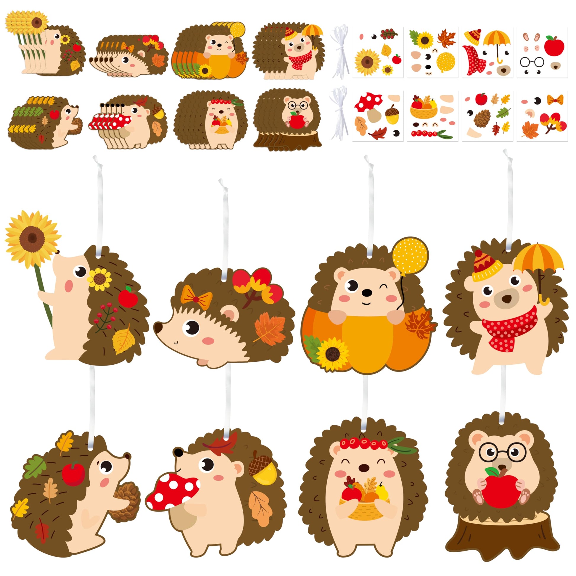 EZdhuawuse Fall Craft for Kids Kindergarten DIY Hedgehog Craft Kits 123Pcs Autumn Thanksgiving Art Craft Make Your Own Hedgehog 