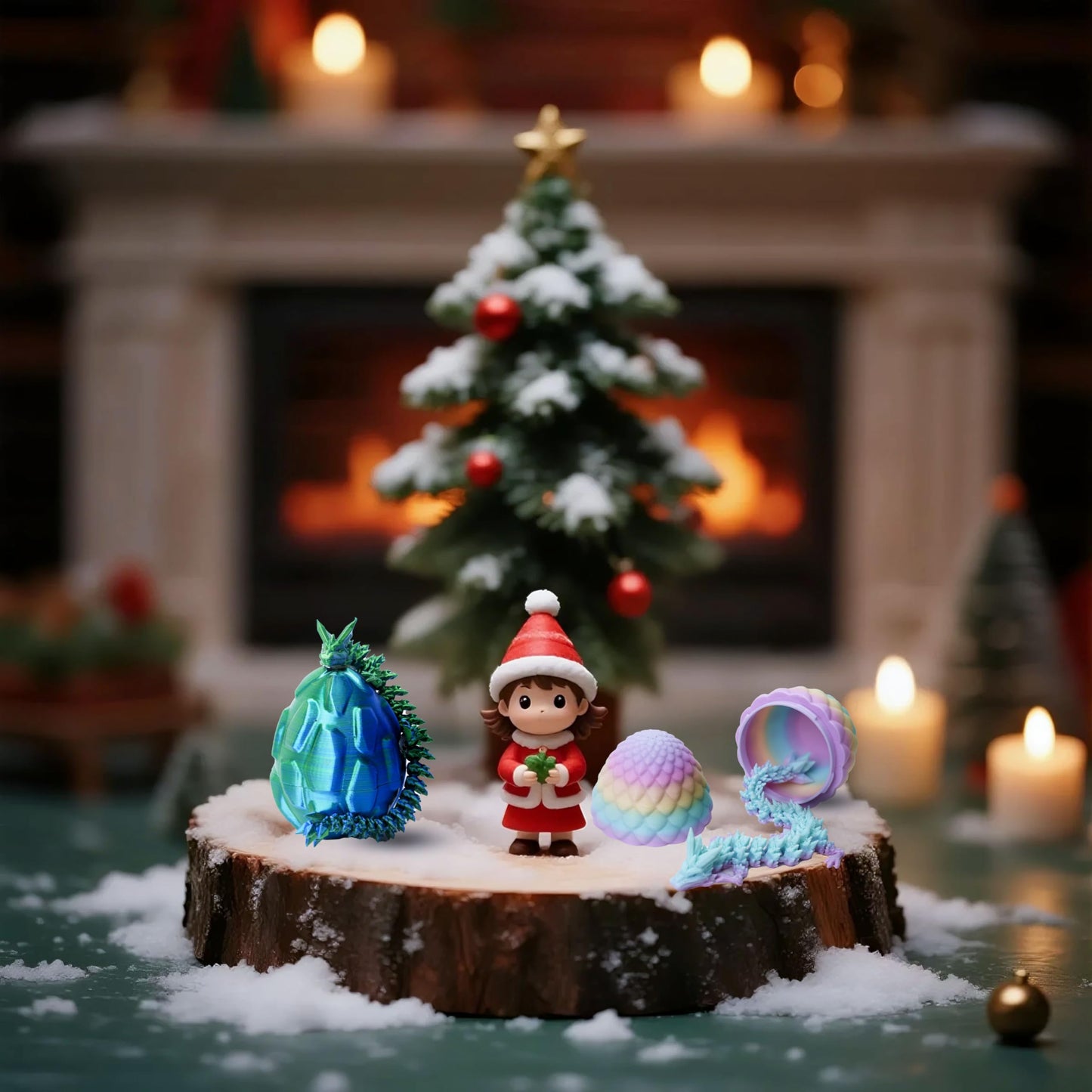 UXBSTM Officially Licensed 4 Pack 3D Printed Dragon Set with Unique Eggs  Mini Mystery Crystal Dragon Easter Egg Fillers Toys  Surprise Gift 3D Printed Animals Fidget Toys  Christmas Toy 2025