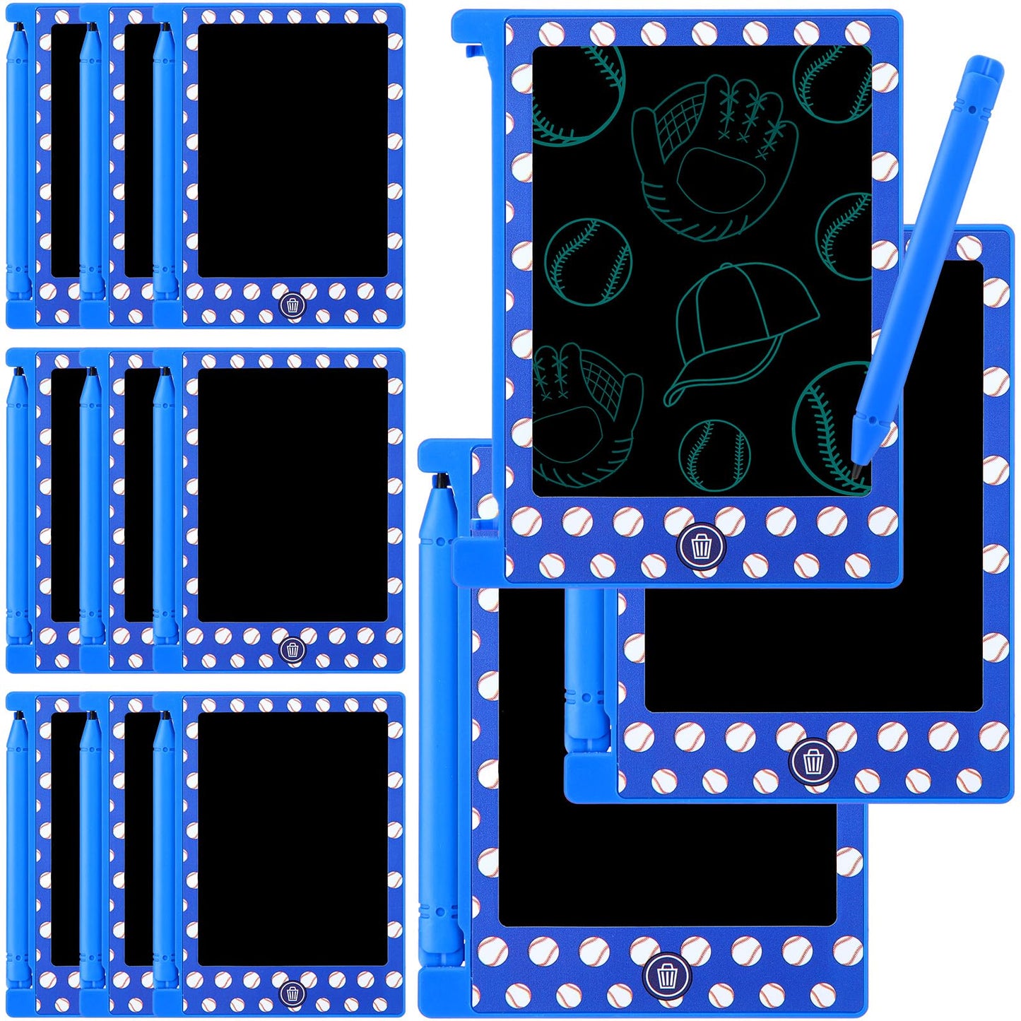Nezyo 12 Pack Baseball Party Favors Mini LCD Writing Tablet for Kids 4.6 Inch Doodle Board Drawing Tablet Erasable Reusable Elec