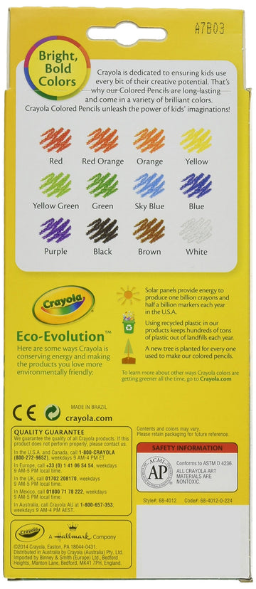 Crayola 68-4012 Colored Pencils, 12-Count, Pack Of 3, Assorted Colors