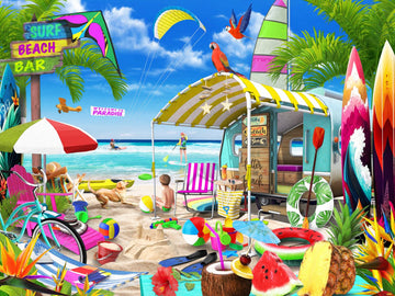Vermont Christmas Company Beach Getaway Jigsaw Puzzle 550 Piece - Fully Interlocking And Randomly Shaped Pieces - 24' X 18'