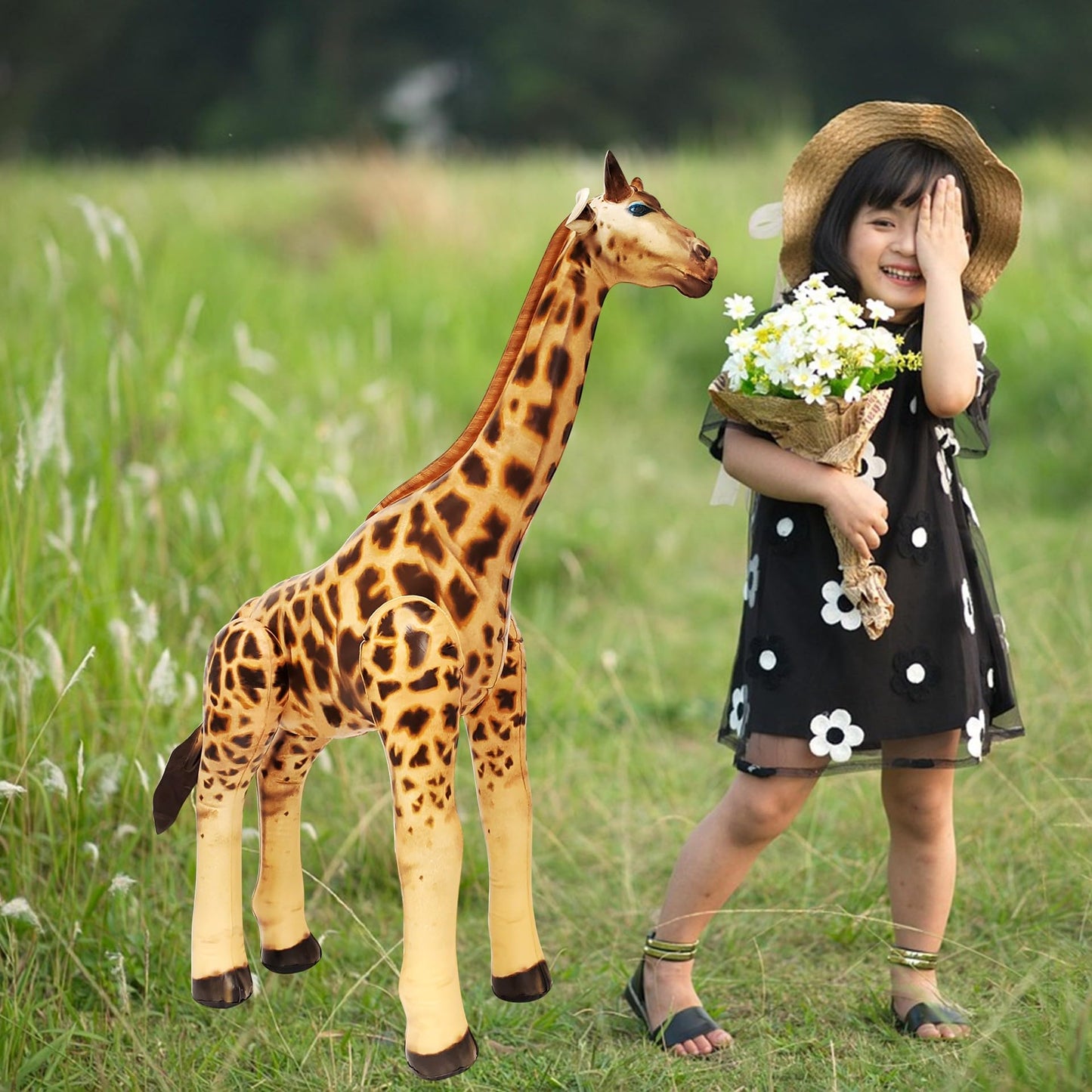 Jet Creations Inflatable Giraffe 36" - Brown Spots, Phthalate-Free Vinyl, Jungle Party Decor, Model AN-GIRAFFE