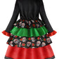 Relibeauty Kids Day Of The Dead Costume For Girls Sugar Skull Costume With Flower Headband 120