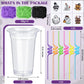 Qinyoung 24 Set Creative Halloween Classroom Favor Trick or Treat Plastic Cup with Lid Colorful Straw Sticker and Raffia Treat L