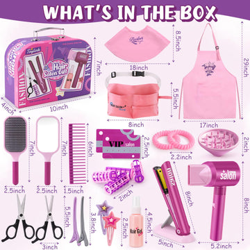 Toylink Hair Salon Pretend Play Toys For Girls 3 4 5 6 Year Old, Makeup Playset Toddler Dress Up Beauty Hair Stylist Kit With Ha