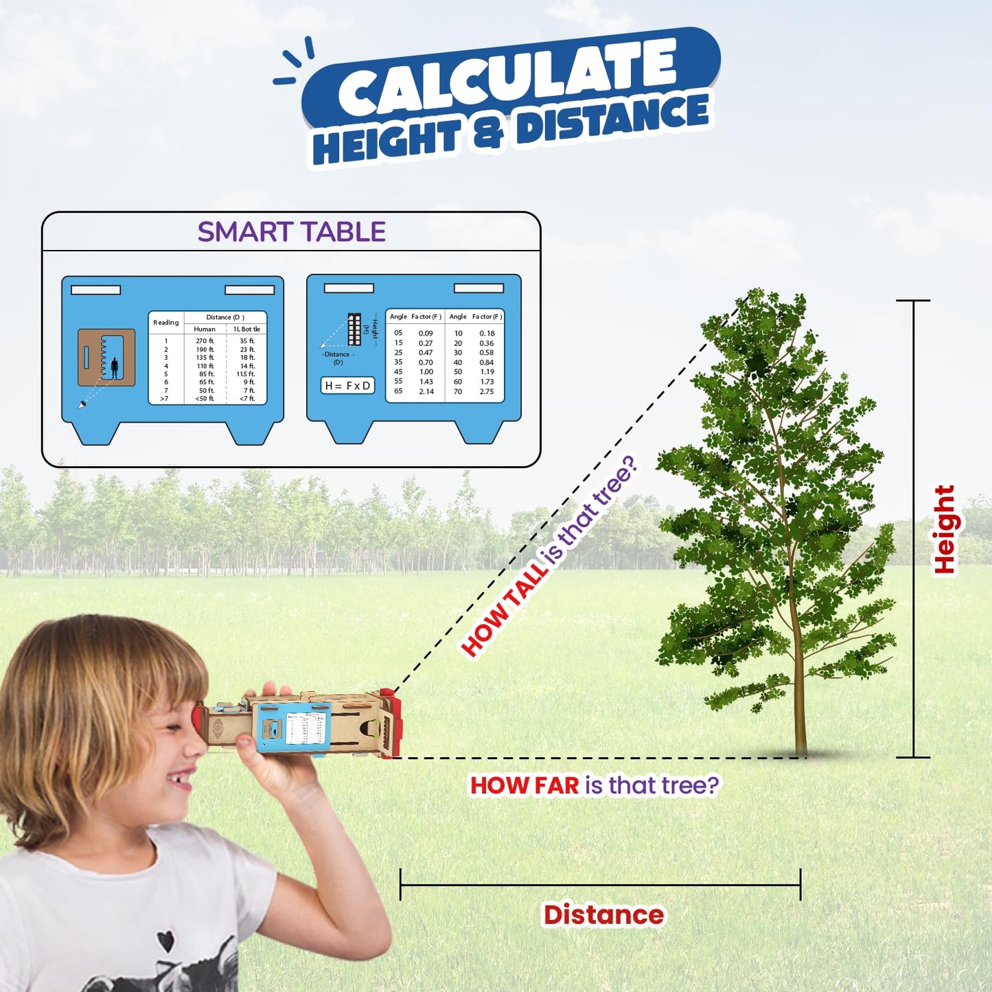 Smartivity Telescope STEM Toy | Measure Height & Distance | DIY Science Kit for Kids Ages 8-14 | Multicolor | Model SMRT1174