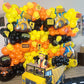 Construction Balloons, 12 Inch Black Orange Yellow Balloons,Excavator Helmet Warning Printed Latex Balloons For Construction Par