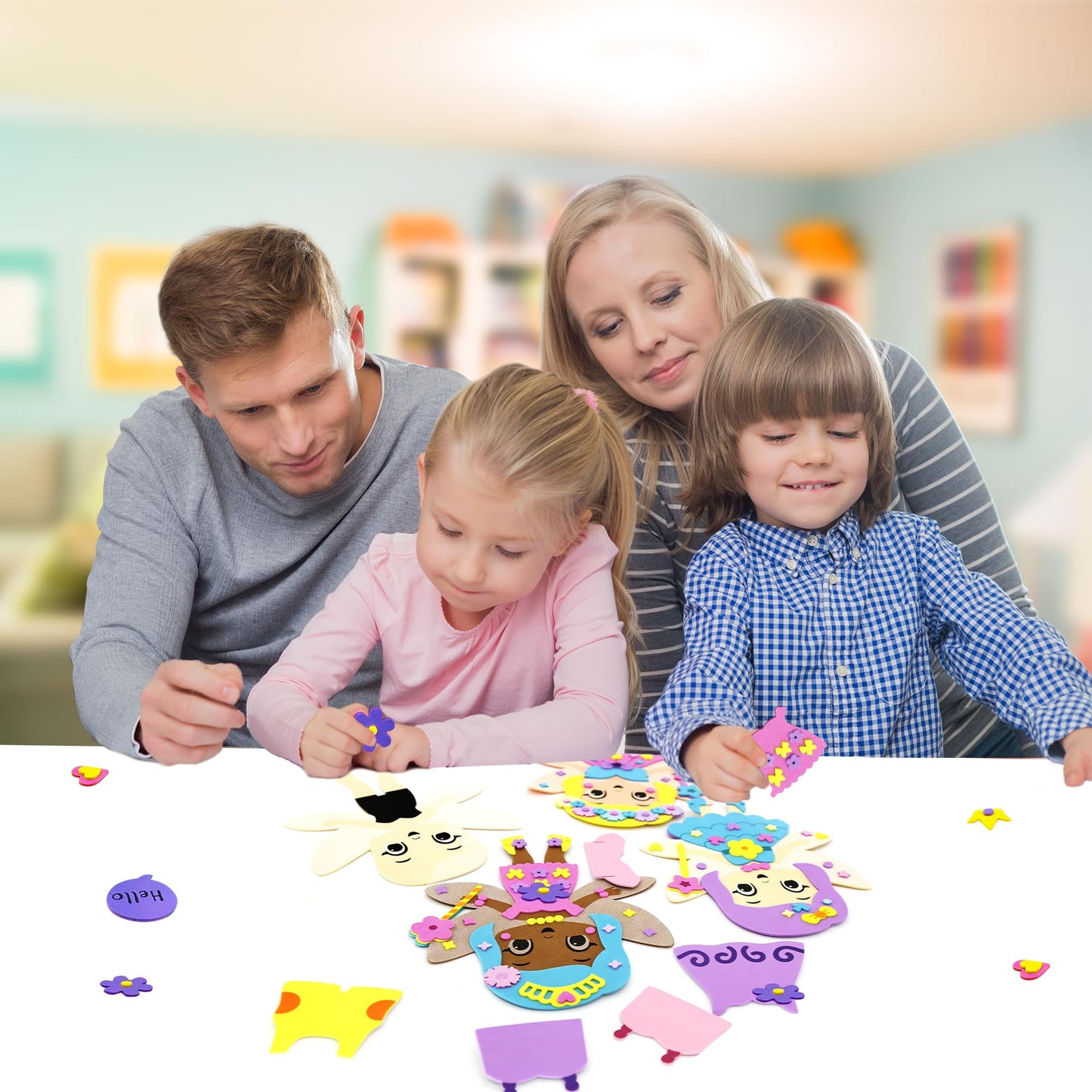 Vkpi 4 Pieces Eva Foam Art Crafts Gift Kit, Creative Make Your Own Fairies, Cartoon Foam Paper Craft Projects For Kids Ages 4+ T