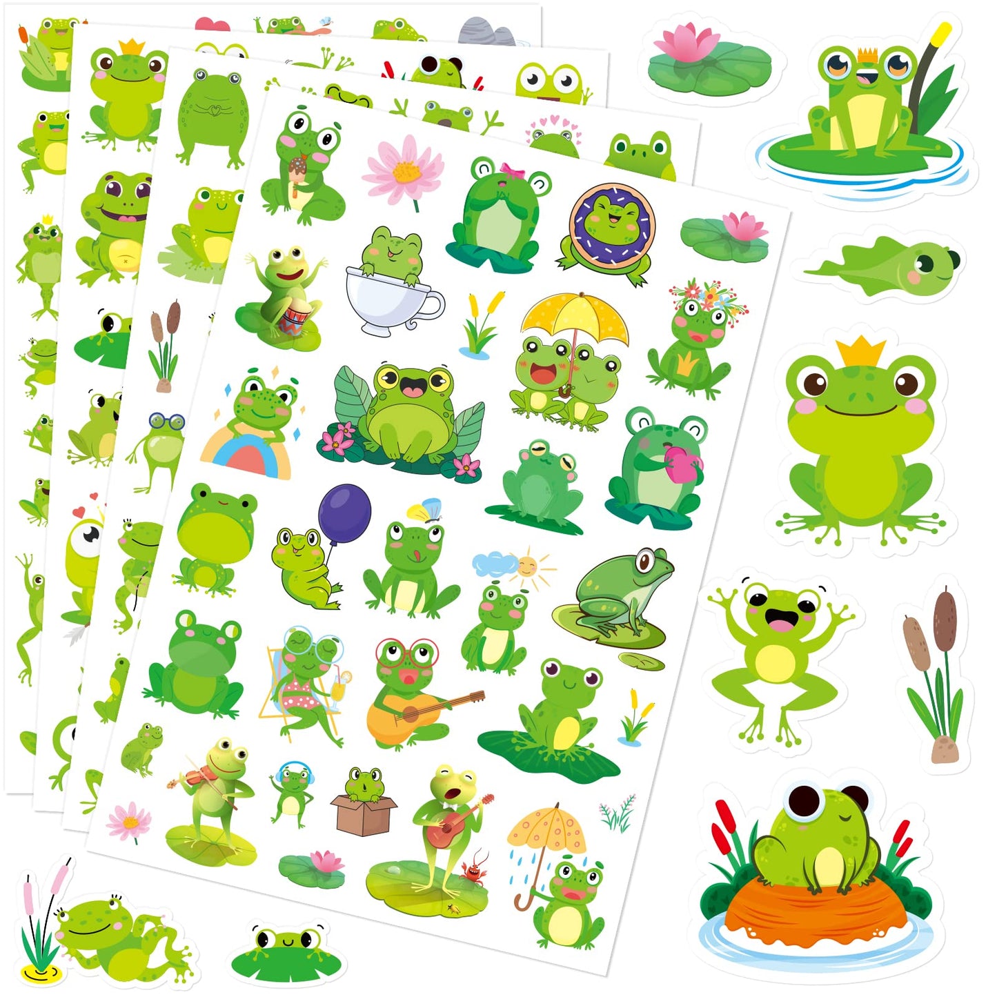 Frog Stickers Summer Spring Happy Honey Frog Decal Sticker 760 Counts Party Cute Gifts Goodie Bags Decor School Reward Birthday Party Favors Water Bottle Sticker Laptop Invitation Decor
