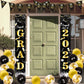 Graduation Decorations 2025, Black and Gold Graduation Decorations Class of 2025 Congrats Grad Backdrop Banner Porch Sign with f