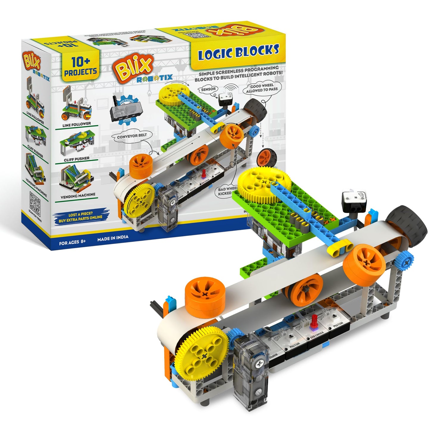 Blix Robotix Logic Blocks, 10+ Frames, Screenless Programming Kit For Ages 8+, Science Kit, Educational Diy Building Set, Constr