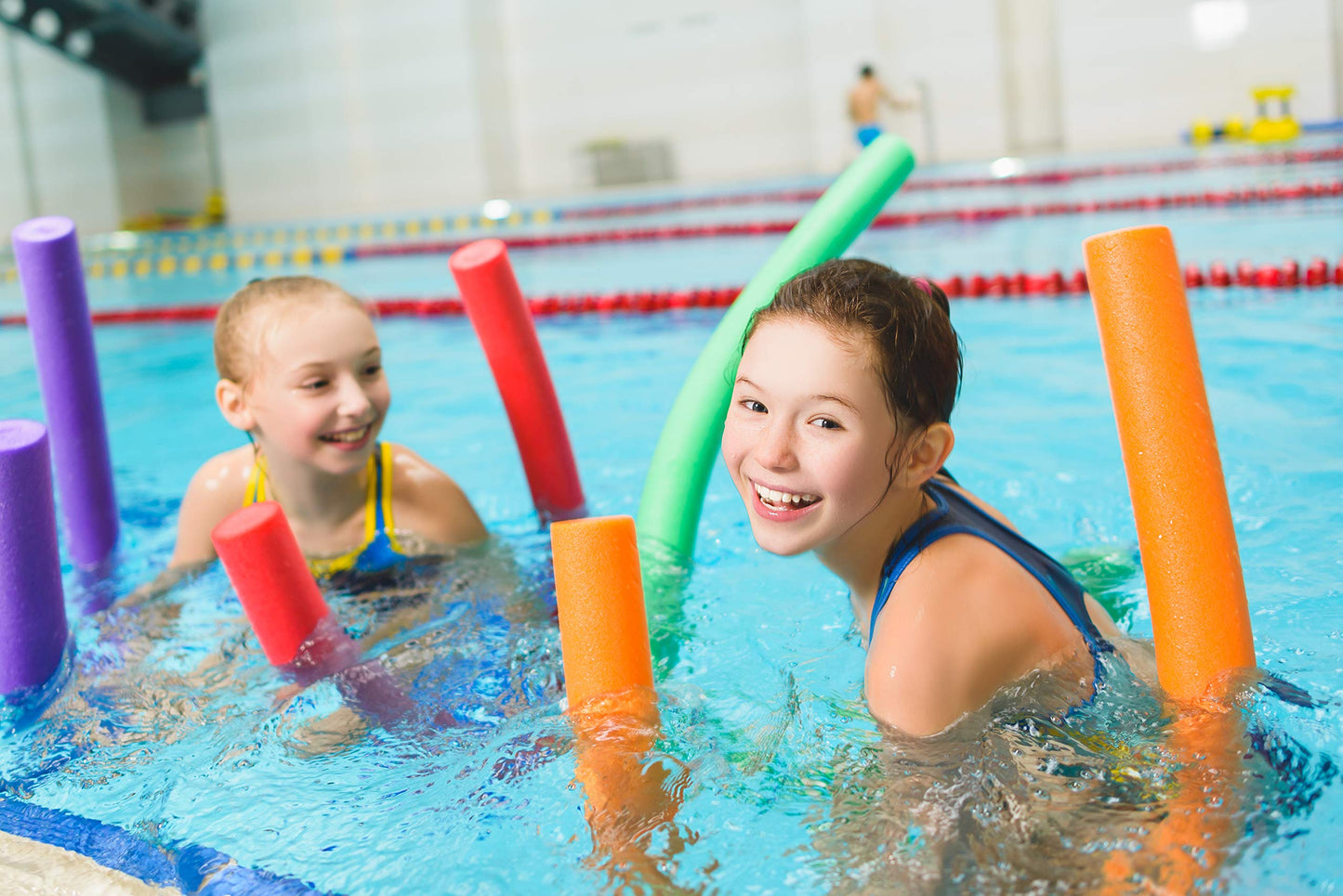 The Dreidel Company Floating Pool Noodles Foam Tube, Thick Noodles For Floating In The Swimming Pool, Assorted Colors, 52 Inches Long (Red)